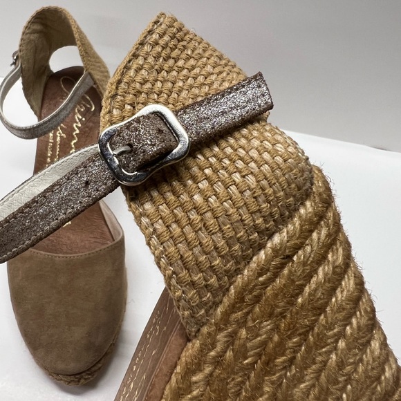 GIAMO ESPADRILLES wedge heels size 40/10 neutral rope wedge tan taupe - Picture 13 of 14